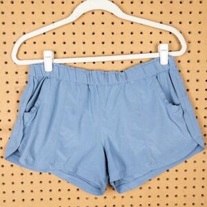 Athleta Trekkie North Shorts Blue Gray Womens Medium Elastic Waist Hiking Active